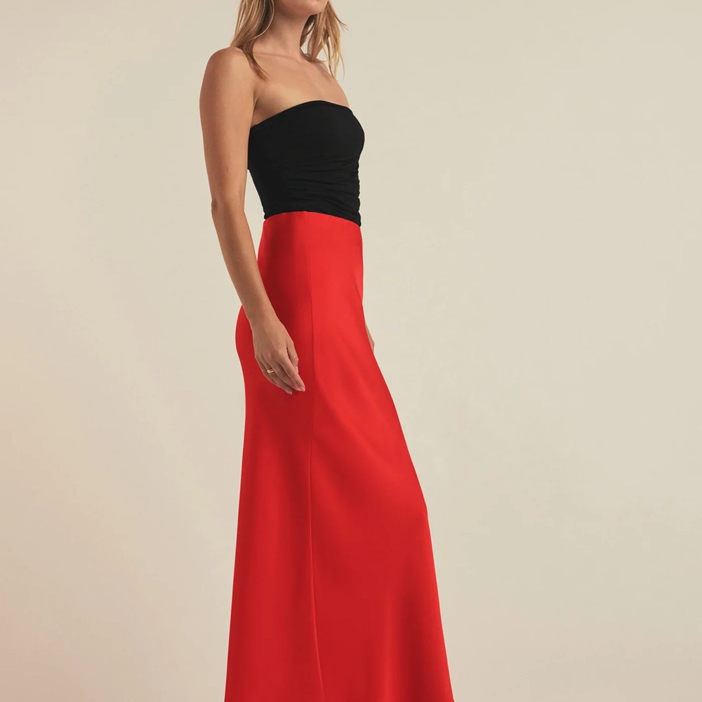 Favorite Daughter Red Asymmetrical A-line Maxi Skirt